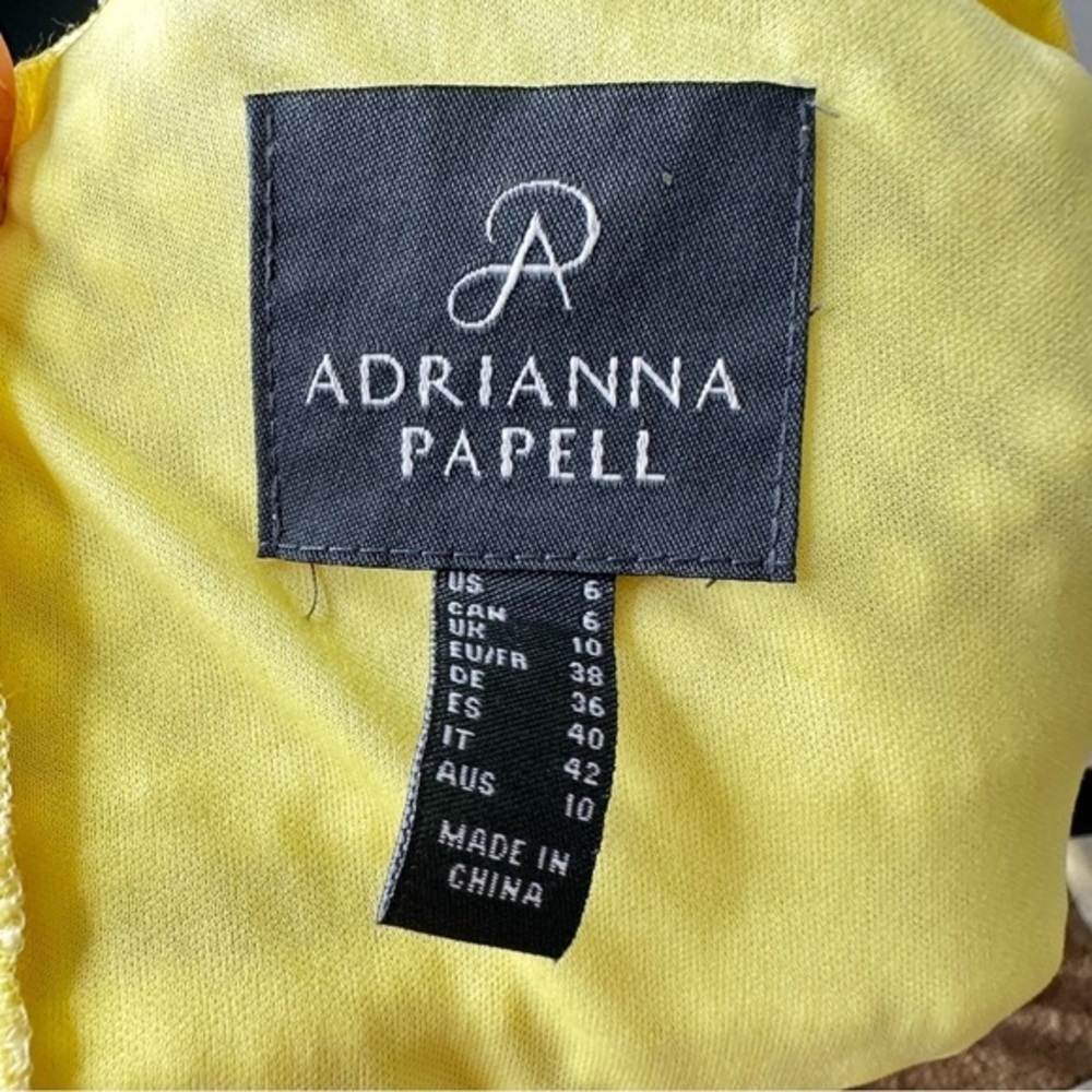 Adrianna Papell Women's Yellow Embroidered Ruffled Shift Dress Size 6 - Picture 12 of 13
